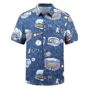 New New York Baseball Button Up Shirt Sea Blue Men's